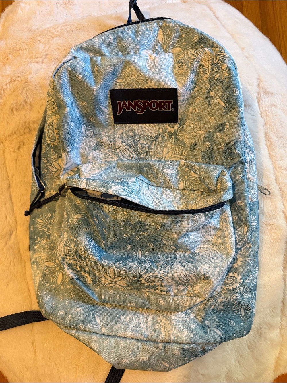 JanSport Light Blue Paisley Print Backpack